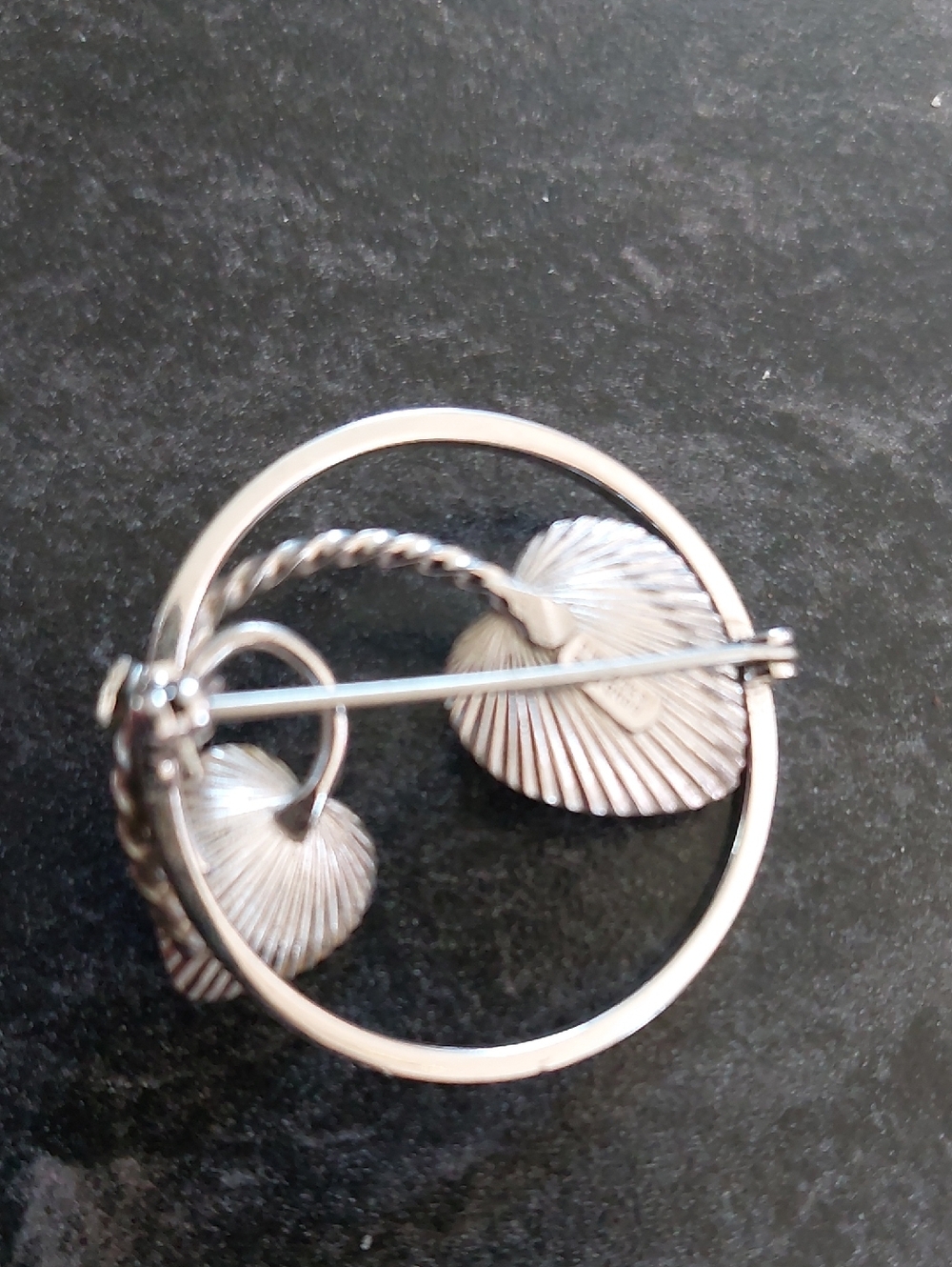 Sterling Silver 925 Vintage Bond Boyd Cultured Pearl Round Leaf Brooch - Picture 2 of 6